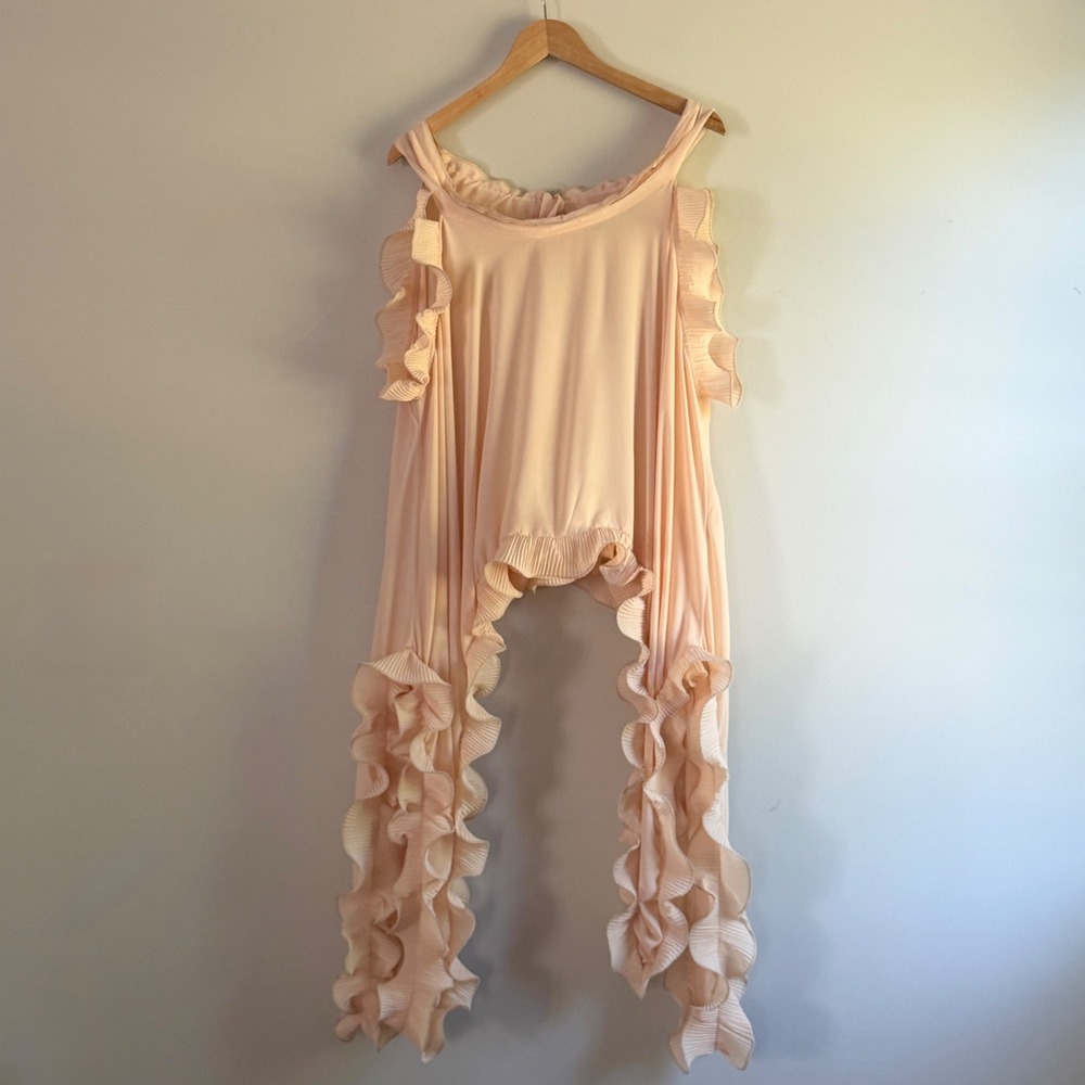 Love Highlight Fairy Boho Blush Pink Ruffle Top Size Large